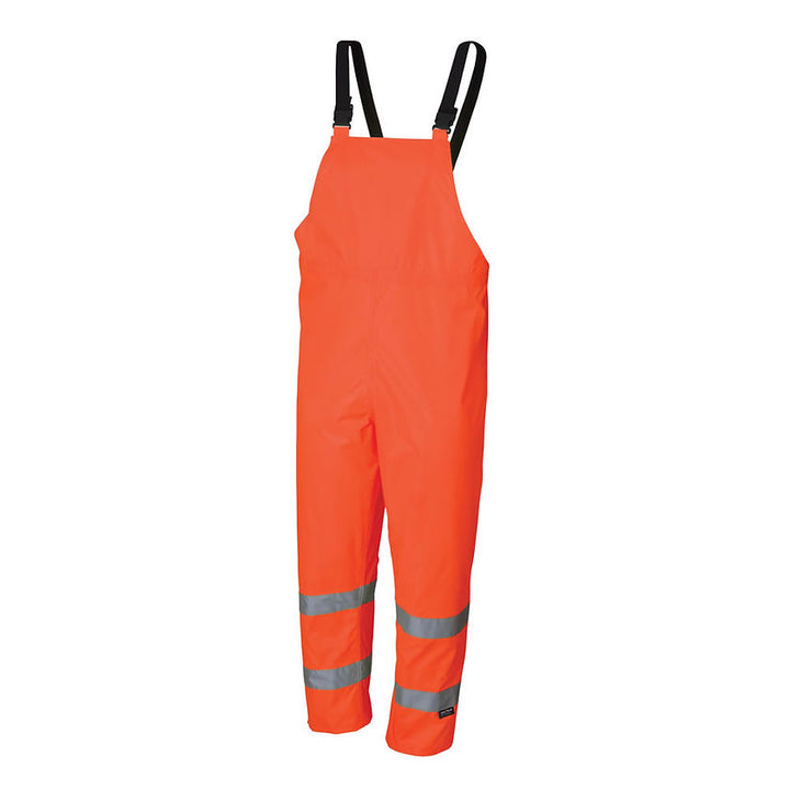 Lightweight Hi Vis Rain Bib Pants Orange Front View Image