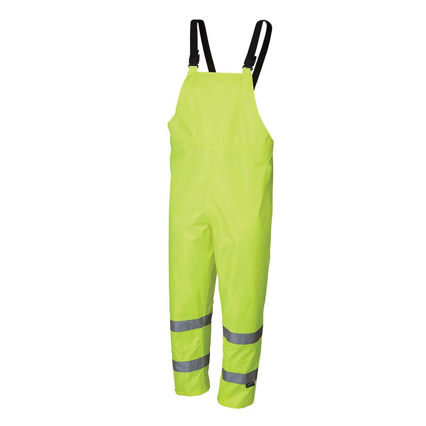 Lightweight Hi Vis Rain Bib Pants Yellow Green Front View Image