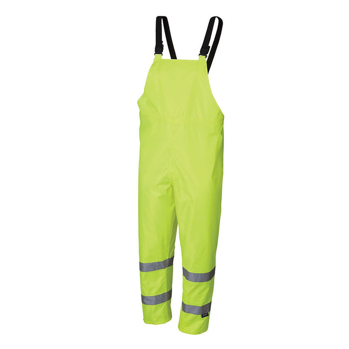 Lightweight Hi Vis Rain Bib Pants Yellow Green Front View Image