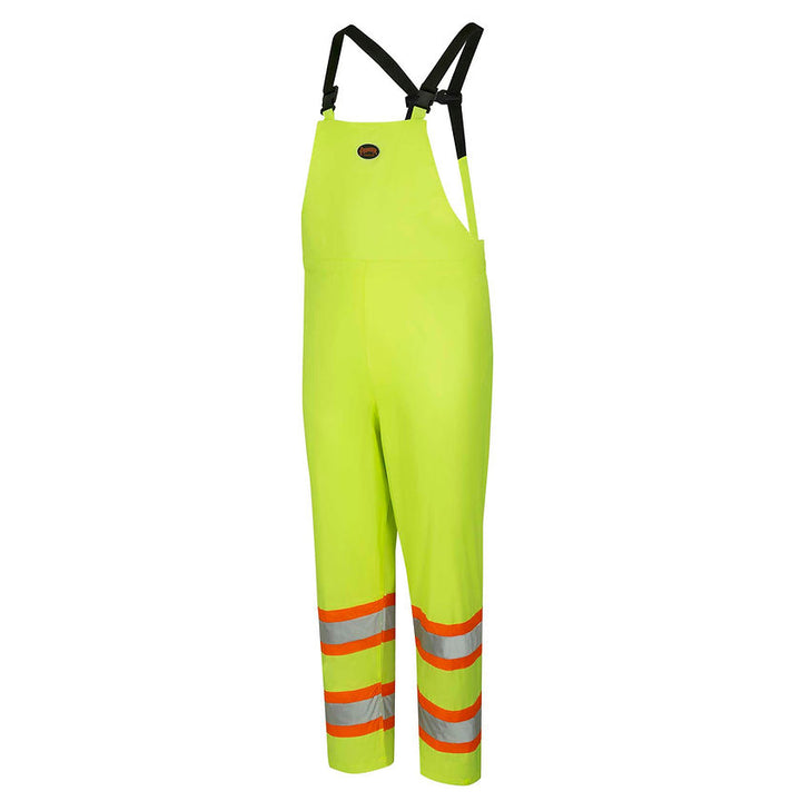 Lightweight Hi Vis Rainsuit Pvc Yellow Green Bib Pants Front View Image