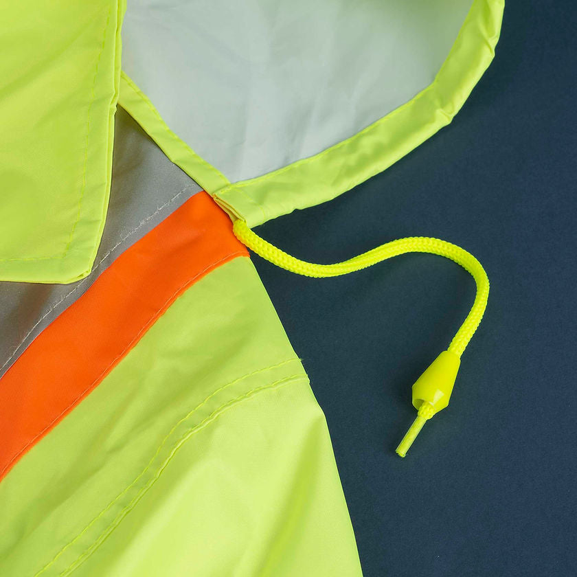 Lightweight Hi Vis Rainsuit Pvc Yellow Green Hood Detail Image