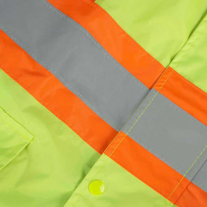 Lightweight Hi Vis Rainsuit Pvc Yellow Green Jacket Reflective Tape Detail Image