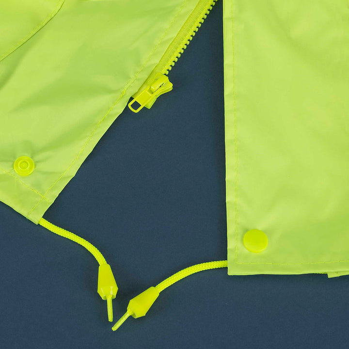 Lightweight Hi Vis Rainsuit Pvc Yellow Green Zipper Detail Image