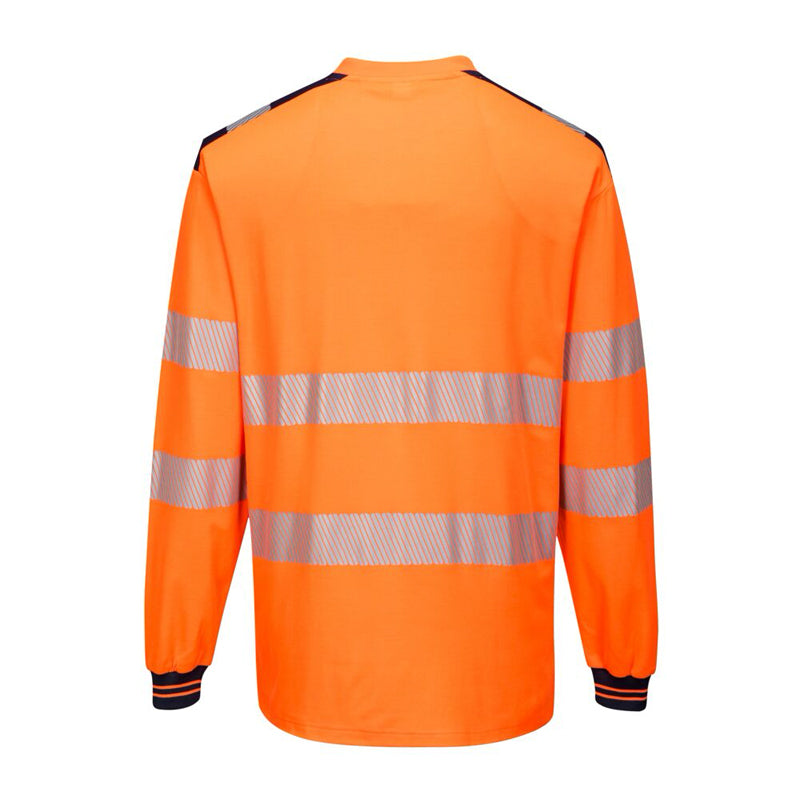 Long Sleeve Hii-Vis Cotton Comfort T-Shirt in Orange Back View Image