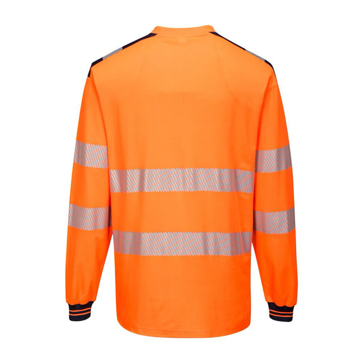Long Sleeve Hii-Vis Cotton Comfort T-Shirt in Orange Back View Image