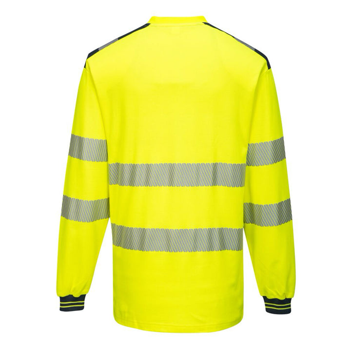 Long Sleeve Hii-Vis Cotton Comfort T-Shirt in Yellow Back View Image