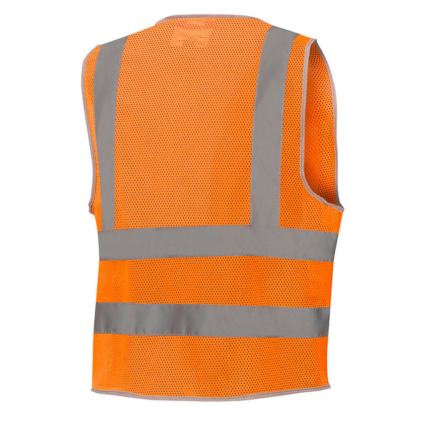 Mesh Safety Vest 8 Pocket Orange Back View Image