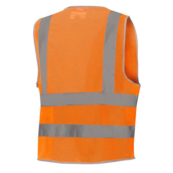 Mesh Safety Vest 8 Pocket Orange Back View Image
