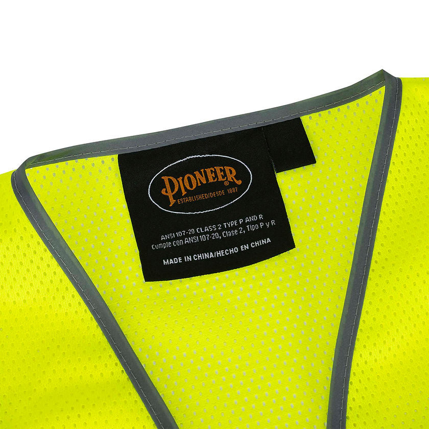 Mesh Safety Vest 9 Pocket Yellow Green Ansi Label Detail Image