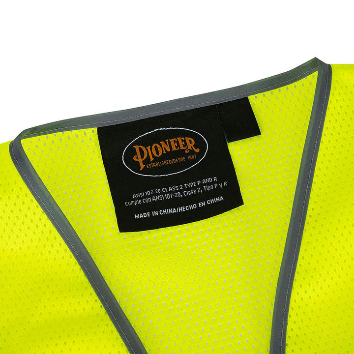 Mesh Safety Vest 9 Pocket Yellow Green Ansi Label Detail Image