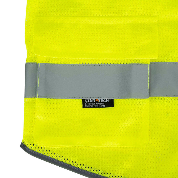 Mesh Safety Vest 9 Pocket Yellow Green Large Pocket Detail Image