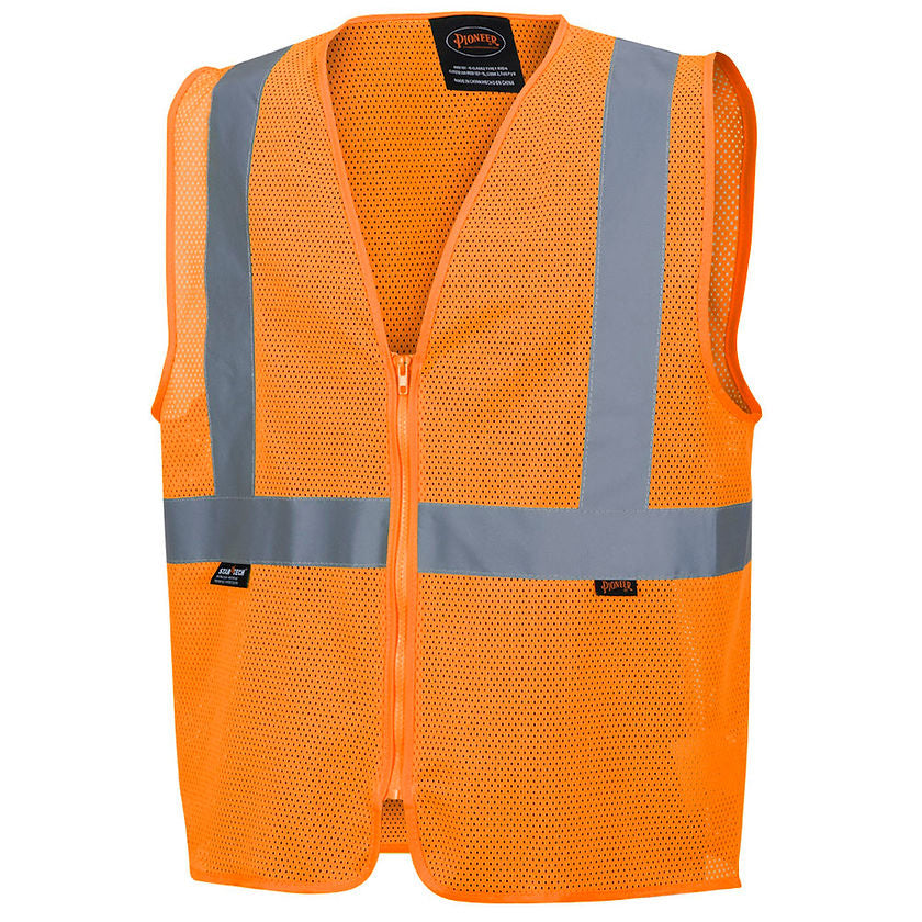Mesh Safety Vest No Pockets Orange Front View Image