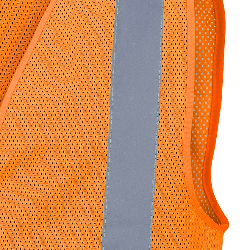 Mesh Safety Vest No Pockets Orange Reflective Tape View Image