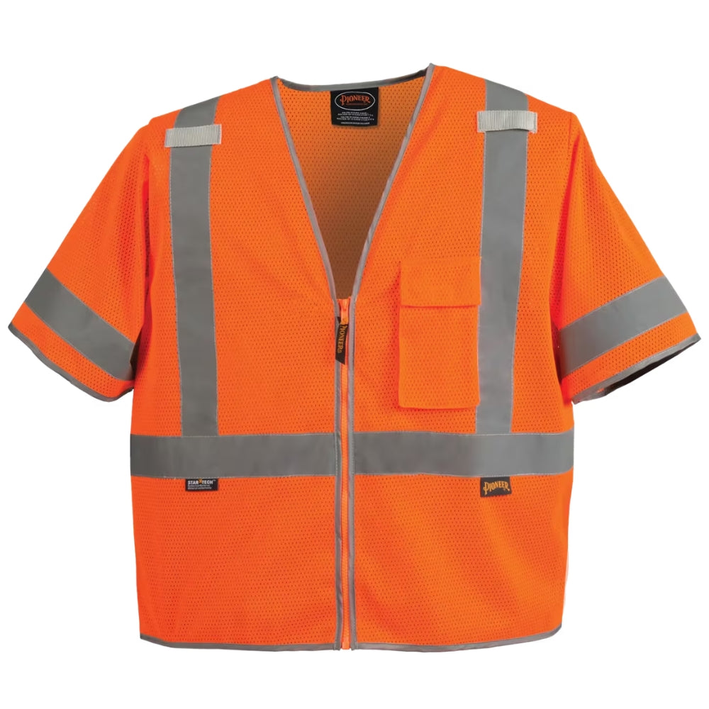 Mesh Short Sleeve Safety Vest - Class 3 Orange Front View Image