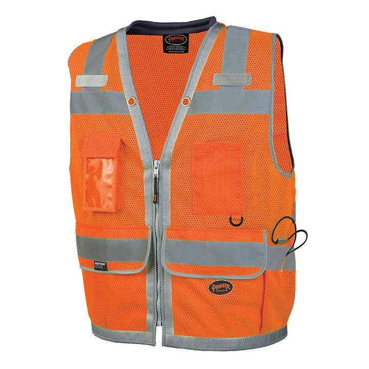 Mesh Surveyor Vest With Padded Collar Orange Front View Image