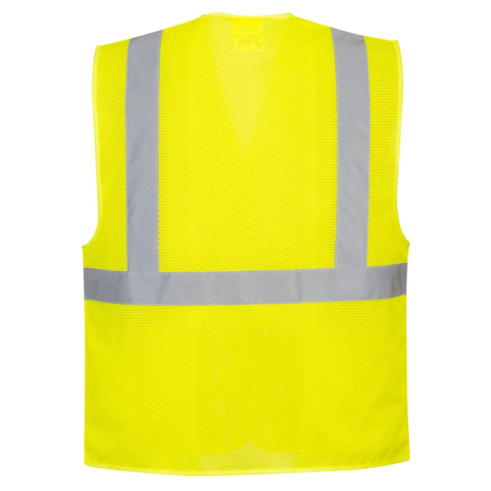 MeshAir™ Economy Hi-Vis Band and Brace Vest - Class 2 in Hi-Vis Yellow Back View Image
