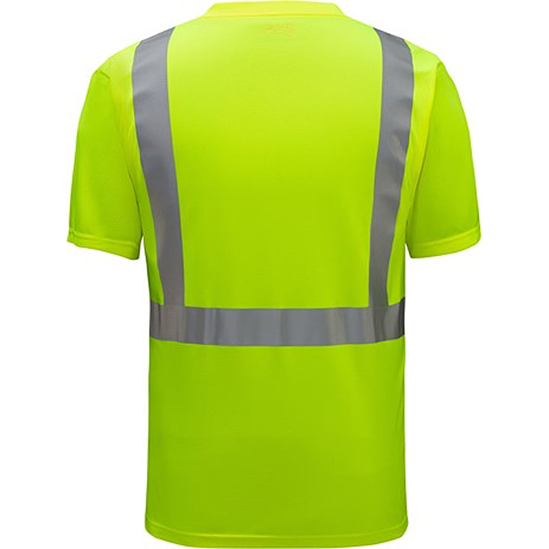 Multi-Color Safety T-Shirt in Lime With Reflective Tape and Cadmium Green Bottom Back View Image