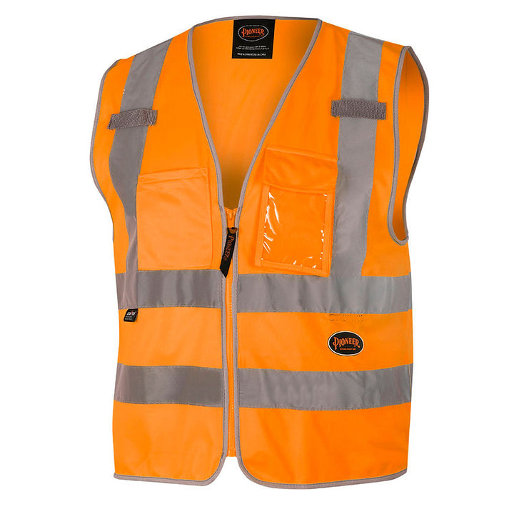Multi Pocket Safety Vest Orange Front View Image