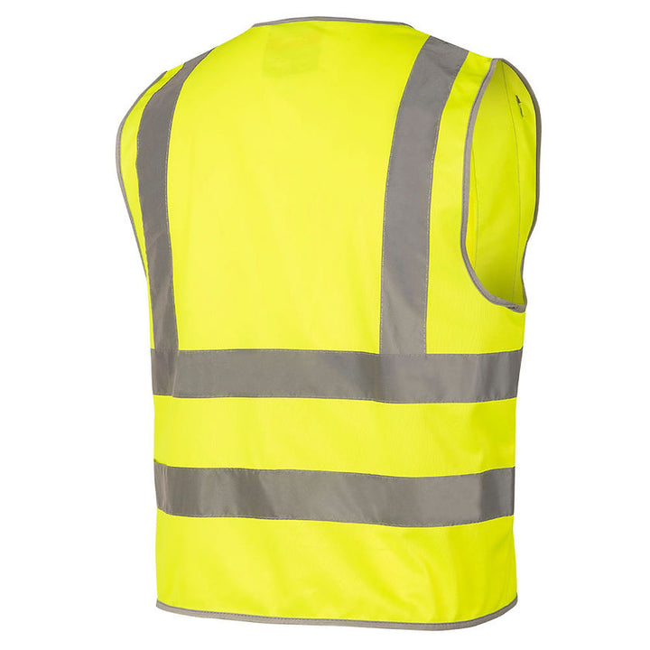 Multi Pocket Safety Vest Yellow Green Back View Image