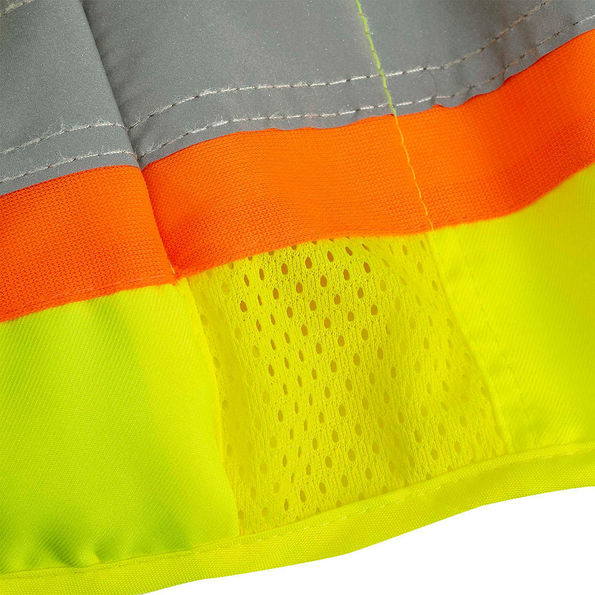 Multi Pocket Surveyor Vest Woven 150d Yellow Green Side Pen Pocket Detail Image