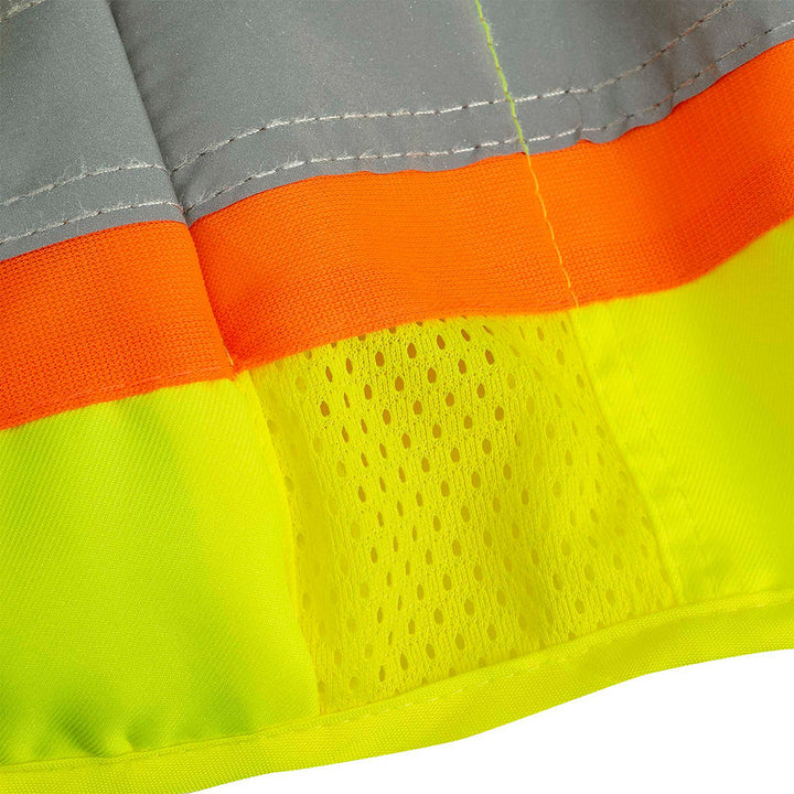 Multi Pocket Surveyor Vest Woven 150d Yellow Green Side Pen Pocket Detail Image