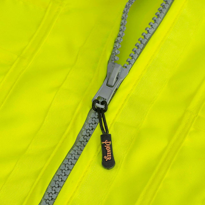 Multi Pocket Surveyor Vest Woven 150d Yellow Green Zipper Detail Image