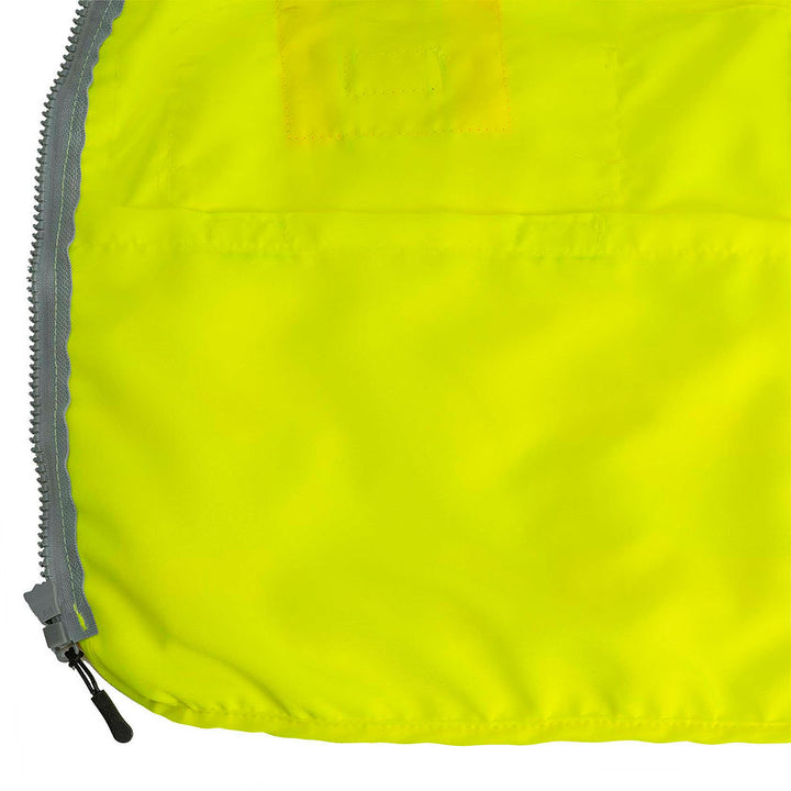 Multi Pocket Surveyor Vest Woven 150d Yellow Green Zipper Detail Image