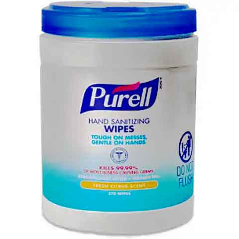 Purell Instant Hand Sanitizer Wipes Citrus Scent in 270 Sheet Canister Image