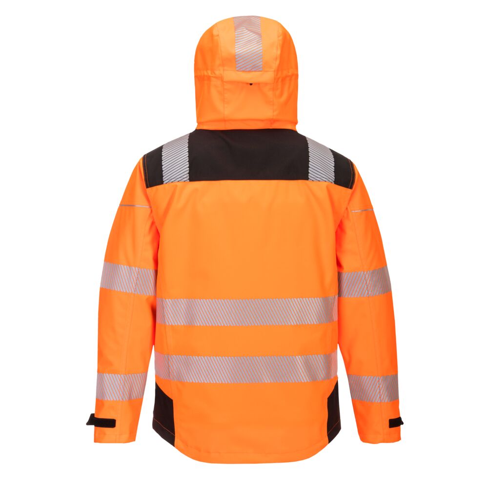 PW3 Hi-Vis Extreme Rain Jacket Orange Back View Image