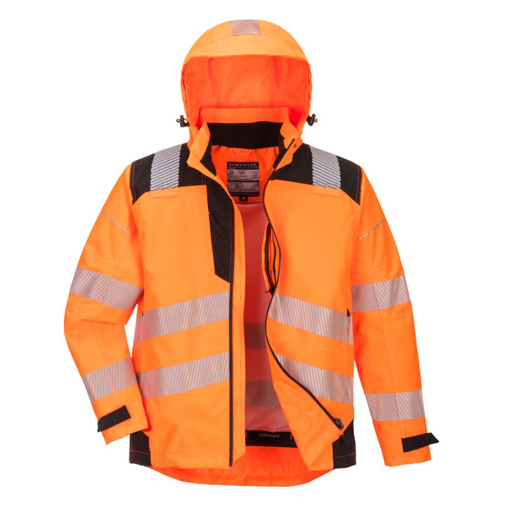 PW3 Hi-Vis Extreme Rain Jacket Orange Front View Image