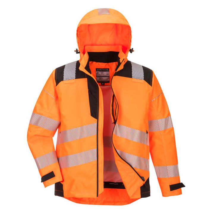 PW3 Hi-Vis Extreme Rain Jacket Orange Front View Image