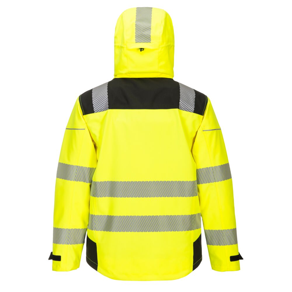 PW3 Hi-Vis Extreme Rain Jacket Yellow Fleece Up back View Image