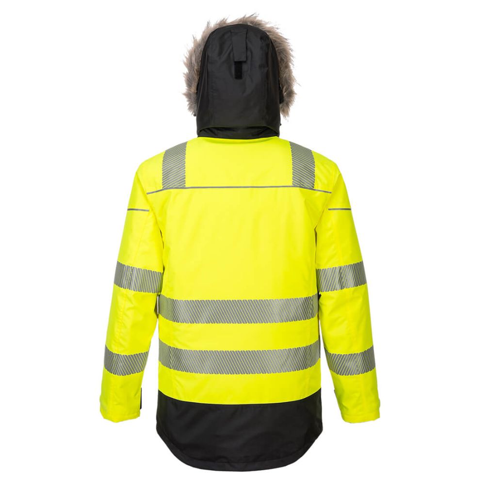 PW3 Hi-Vis Winter Parka Jacket Yellow Back View Image