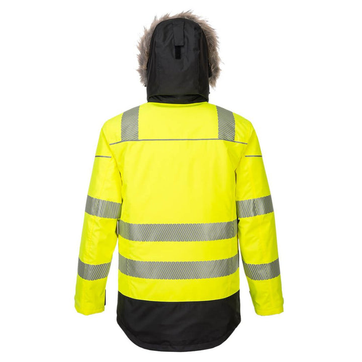 PW3 Hi-Vis Winter Parka Jacket Yellow Back View Image