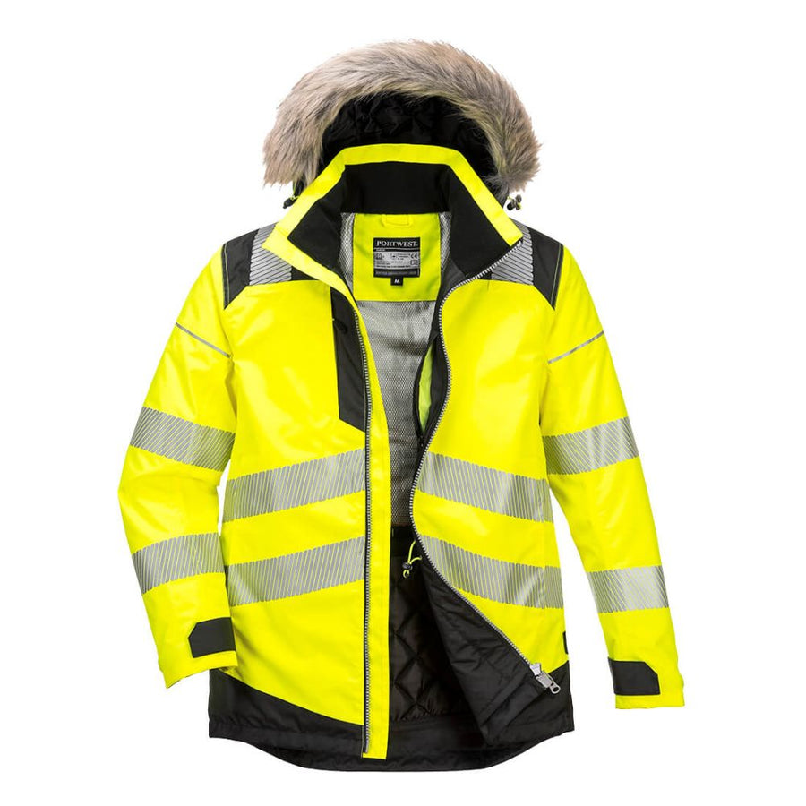 PW3 Hi-Vis Winter Parka Jacket Yellow Front View Image