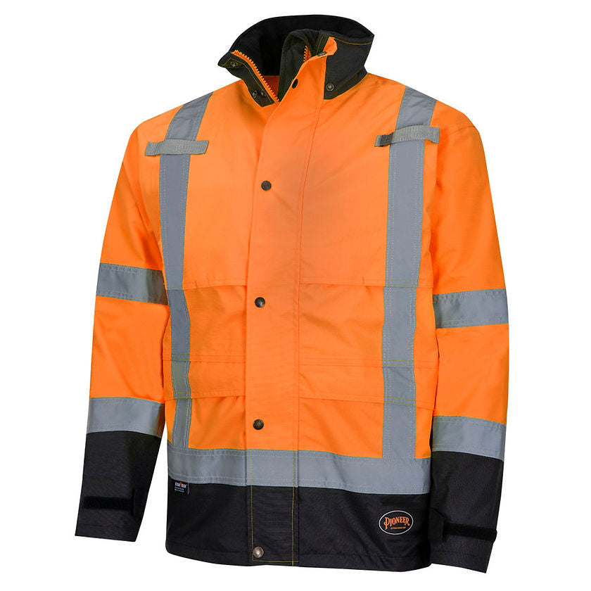 Ripstop Waterproof Rain Jacket Orange Front View Image