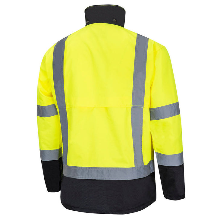Ripstop Waterproof Rain Jacket Yellow Green Back View Image