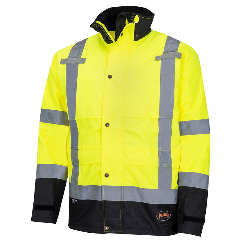 Ripstop Waterproof Rain Jacket Yellow Green Front View Image