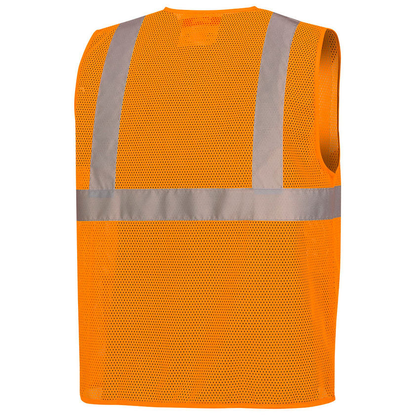 Self Extinguishing Mesh Safety Vest Orange Back View Image
