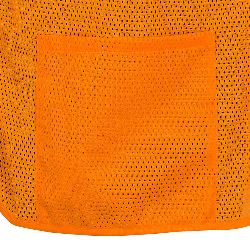 Self Extinguishing Mesh Safety Vest Orange Bottom Pocket Detail Image