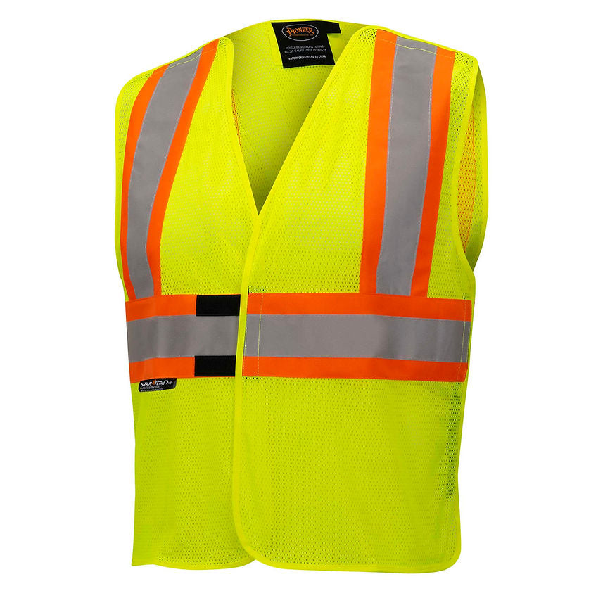 Self Extinguishing Safety Vest Yellow Green Front View Image