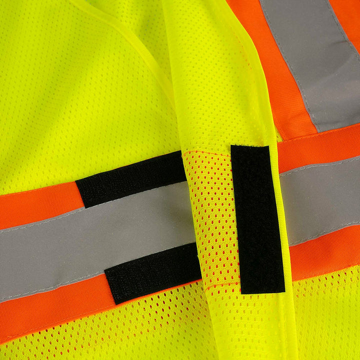 Self Extinguishing Safety Vest Yellow Green Tear Away Detail Image