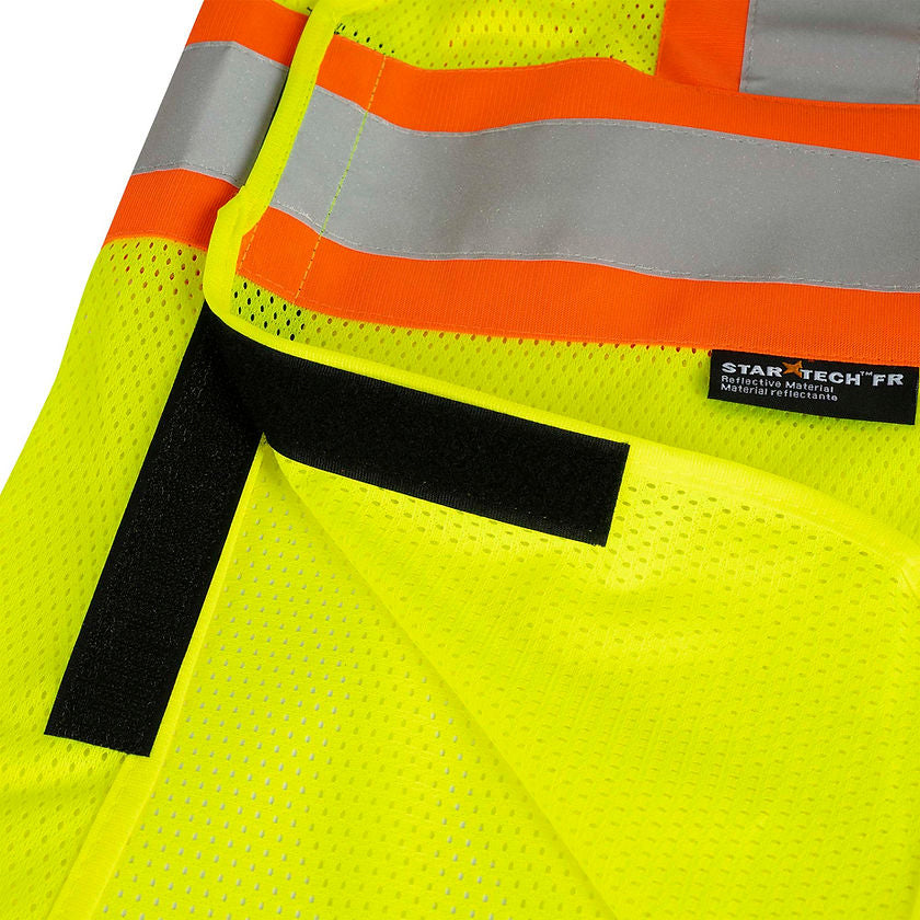 Self Extinguishing Safety Vest Yellow Green Tear Away Detail Image