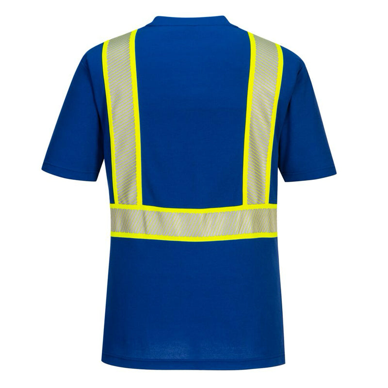 Short Sleeve Enhanced T-Shirt-With Reflective Tape non-ANSI in Blue Back View Image