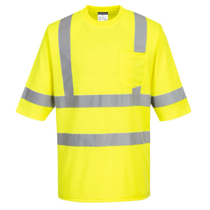 Short Sleeve Hi-Vis T-Shirt Class 3 in 
Yellow Front View Image