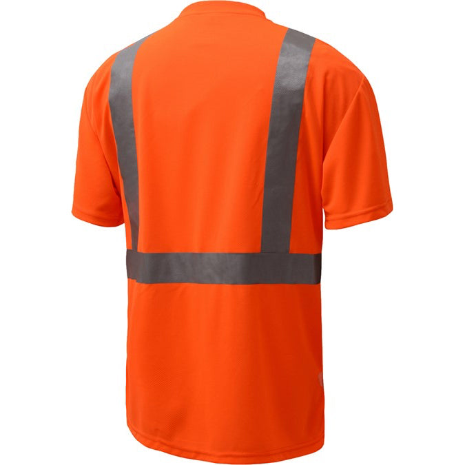 Short Sleeve Safety T-Shirt With Silver Tape Class 2 in Orange With Black Bottom Back View Image