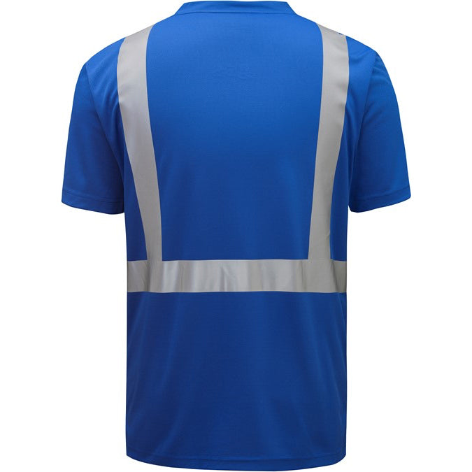 Short Sleeve T-Shirt With Reflective Tape  in Blue Non-ANSI Back View Image