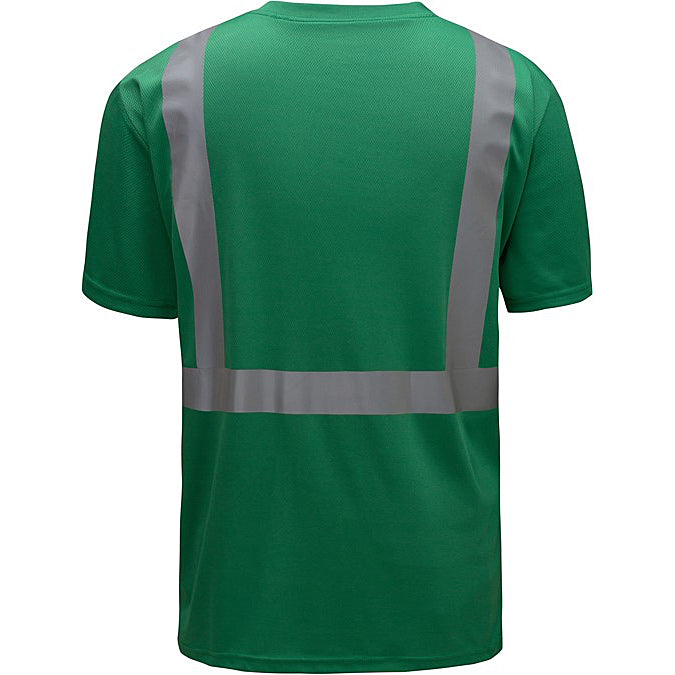 Short Sleeve T-Shirt With Reflective Tape in Forest Green Non-ANSI Back View Image