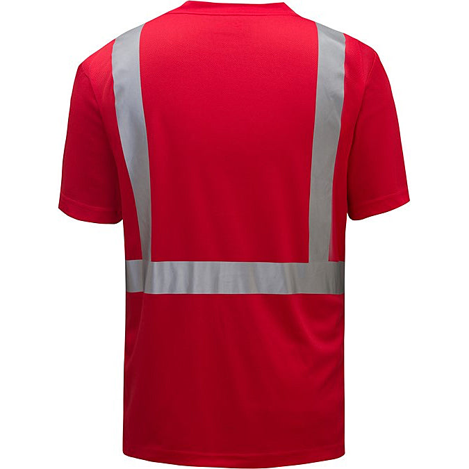 Short Sleeve T-Shirt With Reflective Tape in Red Non-ANSI Back View Image