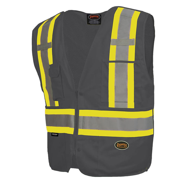 Snap Tear Away Safety Vest Zip Up Black Front View Image